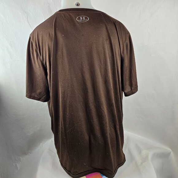 Under Armour T Shirt Mens Size 2XL Brown HeatGear Loose Fit Performance Logo - Picture 5 of 7